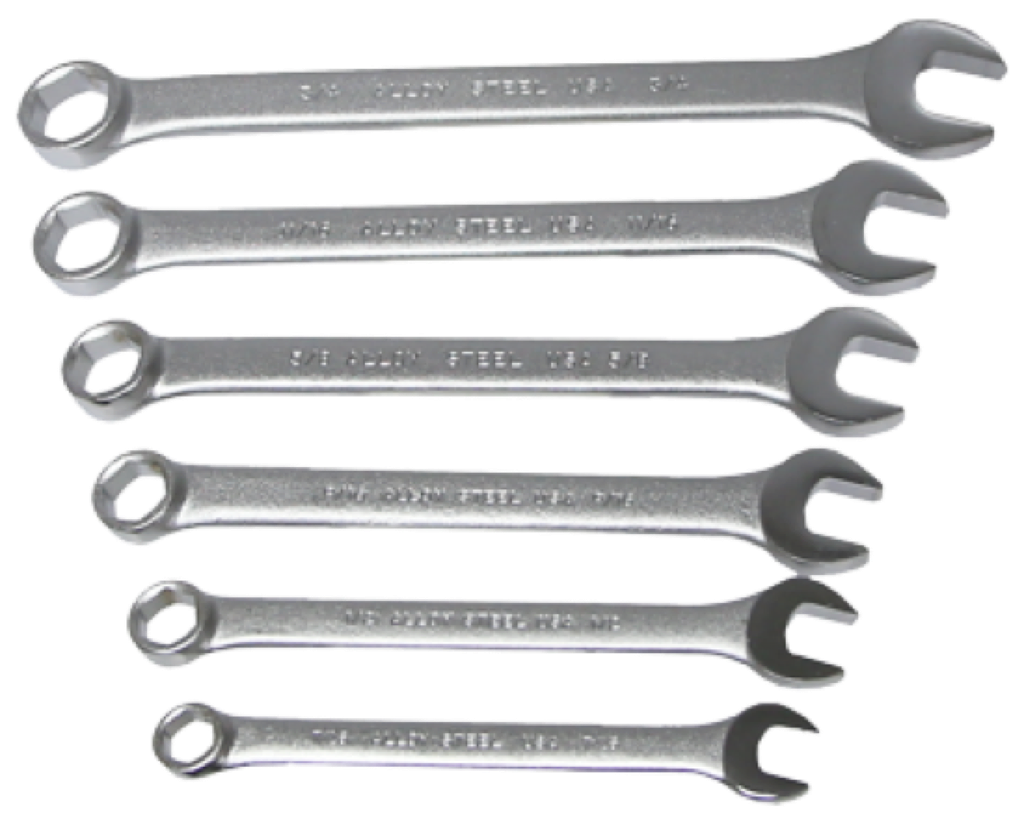 6Pc 6Pt. Combination Wrenches 7/16&quot; to 3/4&quot;